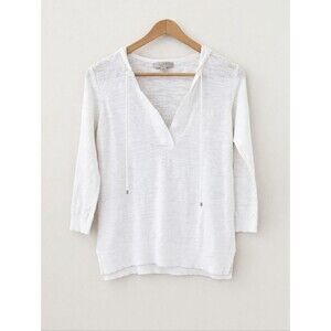 LOFT White Lightweight Hooded Top XL Casual Pullover Summer Beach